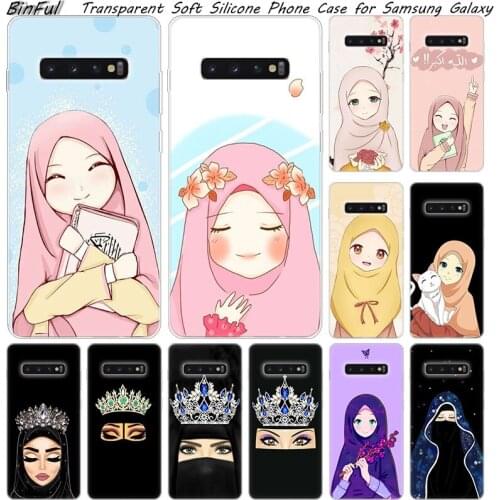 Muslim Islamic Gril Eyes Arabic Hijab Soft Silicone Case For Samsung Galaxy S10 S9 S8 Plus S7 Edge A6 A8 Plus A7 A9 2018 A5 2017