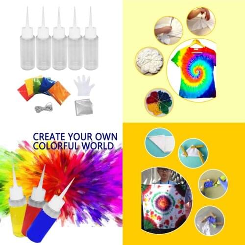 Tie Dye Kit Non-toxic DIY Garment Graffiti Fabric Textile Paint 50ml Empty Squeeze Bottle Clothing Tie Dye Kit Pigment Set