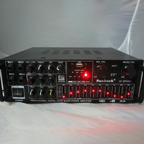 NEW 220V-240V 200W+200W SUNBUCK AV-MP326C Professional digital ECHO MIXER amplifier Home karaoke amplifier with EQ equalization