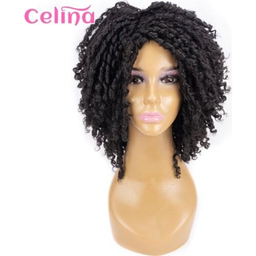 12 Inch Short Soft Black Dreadlock Wigs Synthetic For Black Women Twist Hair Wigs Faux Locs Braiding Hair Wig With Free Shipping