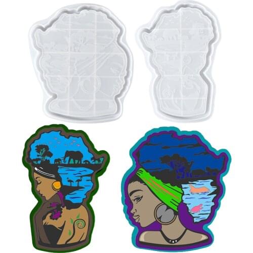 DIY Crystal Epoxy Mould Personality Creative African Womens Face Plate Fruit Storage Tray Mould Resin Molds Coaster Mold