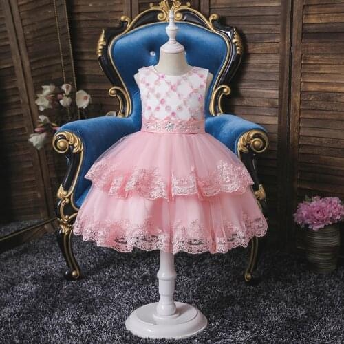 Tulle Puffy Kids Party Layered Dresses for Girls Clothing Flower Girl Dress Girls Formal Costumes Children Wedding Dress 2-10Y