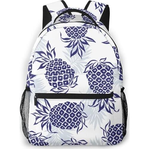OLN Women Backpack with Multiple Using Women Backpacks Navy Blue Pineapple Pattern Female School Bag Girls Travel Bag