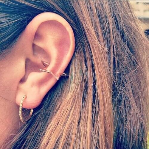 Hollow Out Vintage Geometric Five-pointed Star Ear Cuff Clip Earrings For Women Fashion Jewelry Brincos Trendy Alloy HJUEY