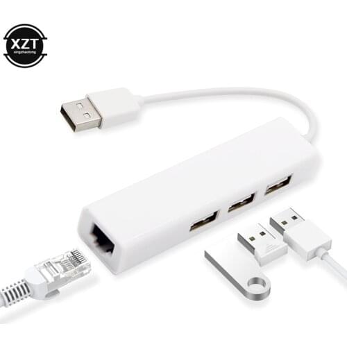 USB Hub to Rj45 Ethernet Network Card Adapter 10/100 Mbps High-Speed 3 Port USB 2.0 Lan Free Driver for Mac Laptop PC Windows