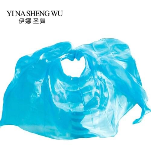 1Pc Silk Belly Dance Veil Belly Dance Veil Shawl Scarf Turquoise Color Belly Dance Practice Performance Silk Veil 250/270*114 cm