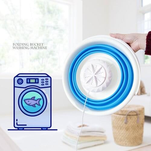Foldable Mini Washing Machine Rotating Ultrasonic Turbines Washer USB Charging Laundry Clothes Cleaner for Travel