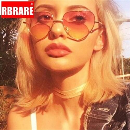 RBRARE 2021 Ladies Heart Shaped Sunglasses Metal Women Brand Designer Fashion LOVE Glasses Pink Heart Ocean Sun Glasses