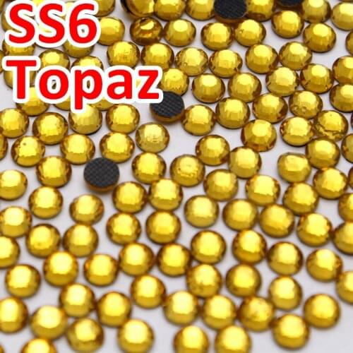 SS6 1.9-2.0mm,1440pcs/Bag Topaz Gold DMC HotFix FlatBack Rhinestones,DIY Hot Fix iron-on garment yellow-crystal Glass stone