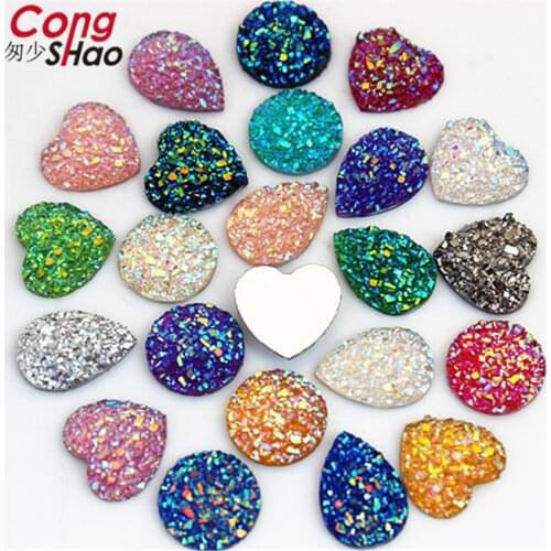 Crystals AB Mix 3 Size 100pcs/Bag Flatback Resin Dotted Rhinestone Cabochon Gems,Heart Stone AB Rhinestone For Decoration 8Y100