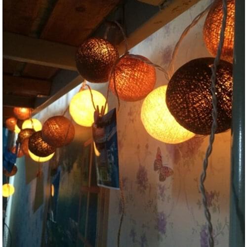 Coffee Cotton Ball Lights LED String Fairy Lights Christmas Lights Garlands Wedding Holiday Party Home Decoration Light Kid gift