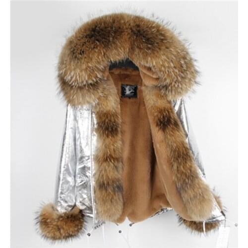 MAOMAOKONG fur coat parkas winter jacket coat women parka big real raccoon fur collar thick fur liner long outerwear