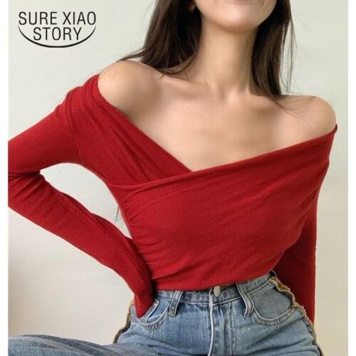 Spring New Long Sleeve Women Shirt Blouse Casual Solid Shirt Tops V-Neck Cross Knitted Short Sexy Corset Top Blouses Blusa 12680