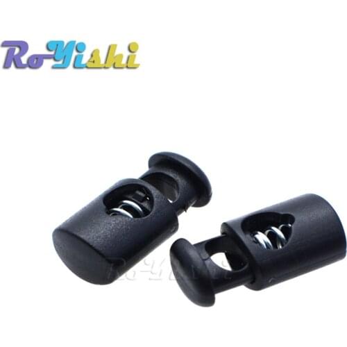 100pcs/pack Cord Lock Stopper Cylinder Barrel Plastic Toggle Clip For Garment Accessories Black Free Shipping