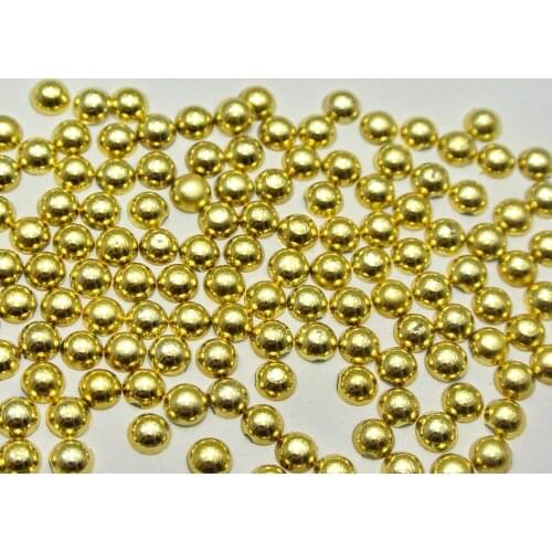 1000 Metallic Gold Flatback Round Half Pearl 4mm Scrapbook Nail Art Craft