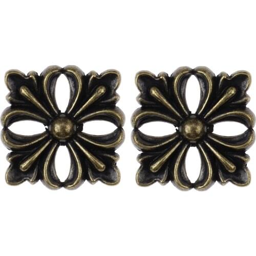 2 Pcs Traditional Country Style Zinc Alloy Deco Green Bronze Flower Shape Frame Leg Head Post Furniture Decoration