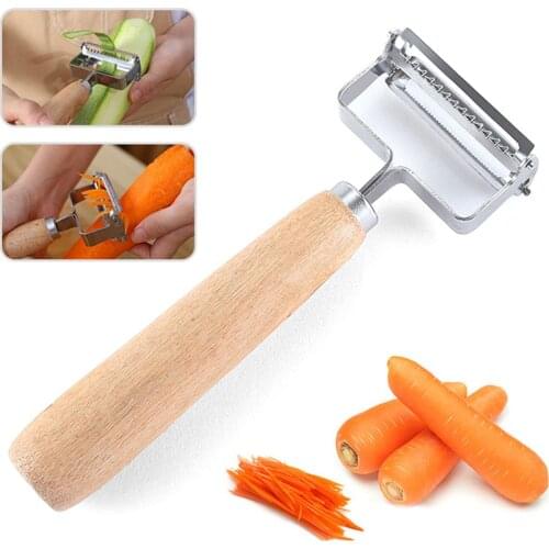 2 in 1 Stainless Steel Vegetable Peeler wooden handle Fruit Peeler grater Potato Carrot Grater Slicer Kitchen Accessories