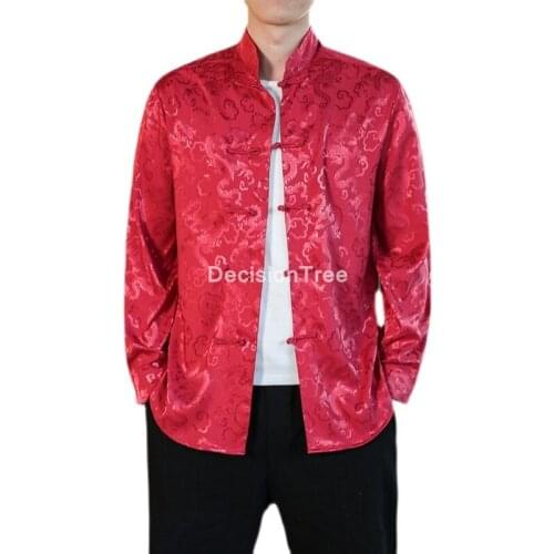 2021 traditional chinese clothing for men retro tang suit tops linen long sleeve solid jackets kung fu china style hanfu blouse