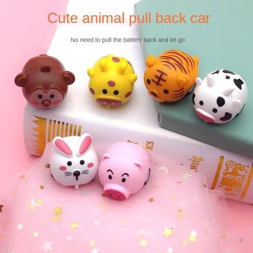 5Pcs Mini Cute No Battery Needed Inertia Pull Back Car Monkey Piggy Rabbit Model Car Parent-child Games Animal Toys Kids Gifts