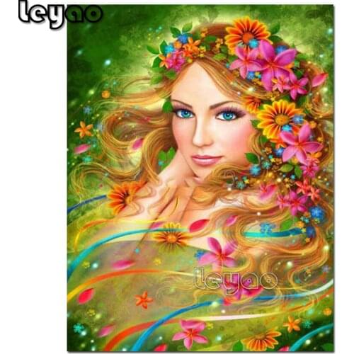 5D Color DIY Diamond Painting Beautiful Flower Fairy Girl Embroidery Diamonds Full Diamond Pattern Cross Stitch Mosaic