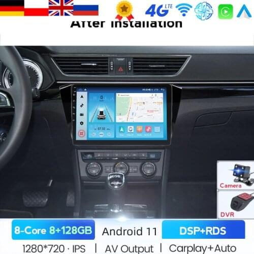 DSP BT Android 10.0 Car Radio For Skoda Superb 3 2015-2019 Multimedia Player GPS Navigaion 2 Din DSP RDS Split Screen With Frame