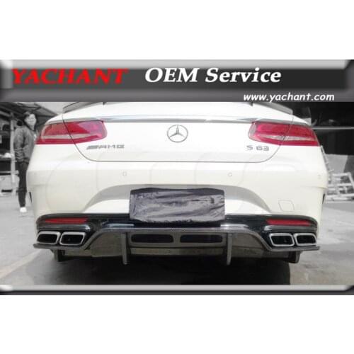 Car-Styling Carbon Fiber Rear Bumper Diffuser Fit For 2015-2017 MB C217 S63 Coupe PSM Style Rear Diffuser
