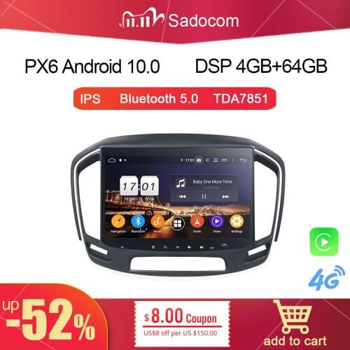 PX6 10.1" TDA7851 Android 10.0 6Core 4GB RAM Car DVD Player For Opel INSIGINA 2014 2015 2016 GPS Glonass autoradio Bluetooth 5.0
