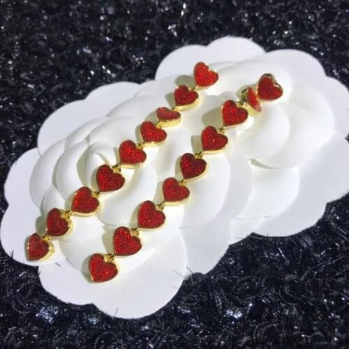 Brand pure natural punk punk jewelry ladies tassel heart-shaped candy-colored earrings cute sweet earrings wedding jewelry