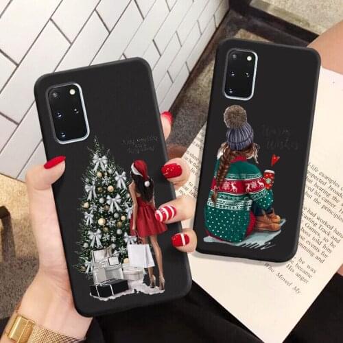 Lovely Christmas girl black soft Phone Case For Samsung A10 A30 A40 A50 A60 A70 A41A51A71 A81 Fashion girl cover For Samsung A91