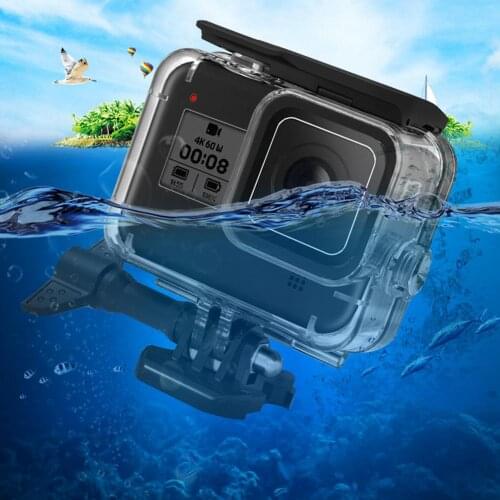 60m Waterproof Housing Case for GoPro Hero 8 Diving Protective Shell Cover Set Tempered Glass Film Lens Filters Camera Bag