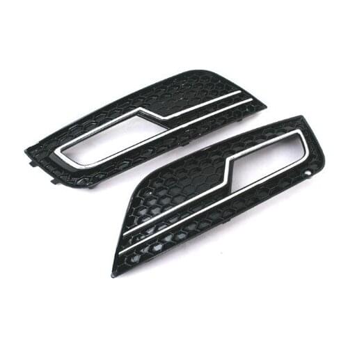 Black Honeycomb Style Fog Light Grille With Chrome Trim for audi A4 B8