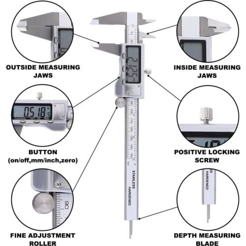 Stainless Steel Digital Caliper 6 "150mm Messschieber paquimetro measuring instrument Vernier Calipers