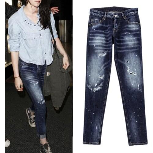 DSENQI Women Jeans Ripped for women Skinny DSQ Jeans Pants Outwear Pants 3419