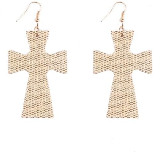 E6963 ZWPON 2020 Gridding Glitter Leather Cross Earrings Trendy Women Earrings Jewelry Wholesale