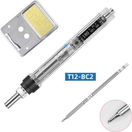 OLED digital display transparent T12 handle DC 16-24V 72W T12 mini electric soldering iron adjustable temperature zone