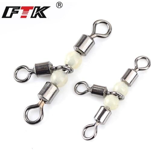 FTK 1 Pack Fishing Swivel Cross-Line Rolling Swivel With Beads Fish Hook Lure Connector Terminal Fishing Tackle Shop