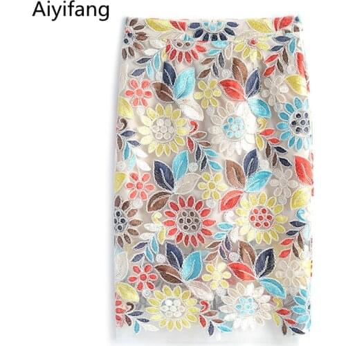 Huan-Qing Lace Pencil Skirts