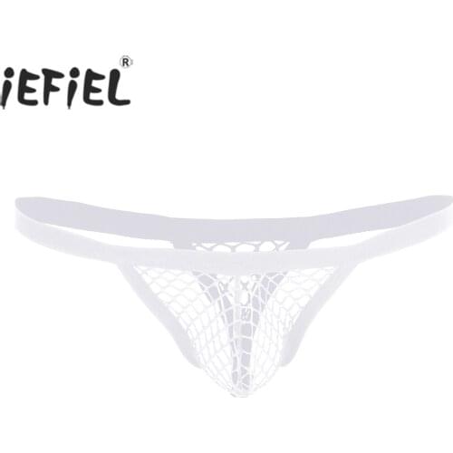 IEFiEL Mens Lingerie Panties See Through Fishnet Sissy Gay Jockstraps Bulge Pouch Bikini G-Strings & Thongs Underwear Underpants