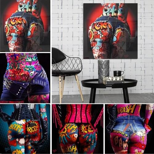 Modern Woman Sexy Ass Abstract Painting Graffiti Art Posters Color Canvas And Decorative Pattern Photos Art Deco Diagrams