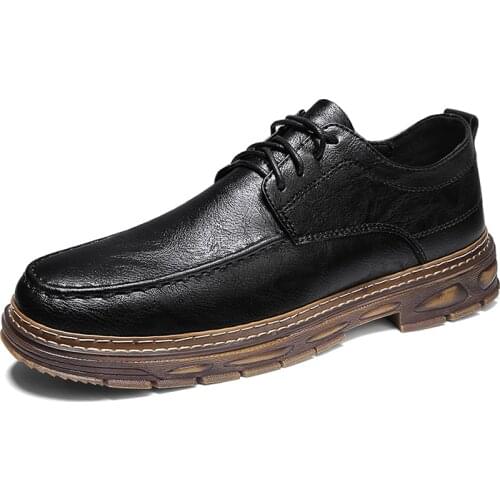 NEW Man Leather Casual Shoes Men Business Work Casual Shoes Comfortable Fashion Flat Male Shoes Thick Bottom Sneakers