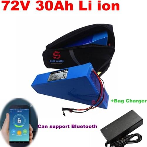 72V 30ah lithium ion Triangle battery li ion BMS with bluetooth for 5000w 3500w Motorcyle scooter bike bicycle + 5A Charger bag