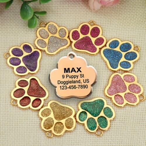 Metal Foot Printed Pet Collar Identity Card Personalized Cat and Dog Accessories Prevent Loss Tag Pendant