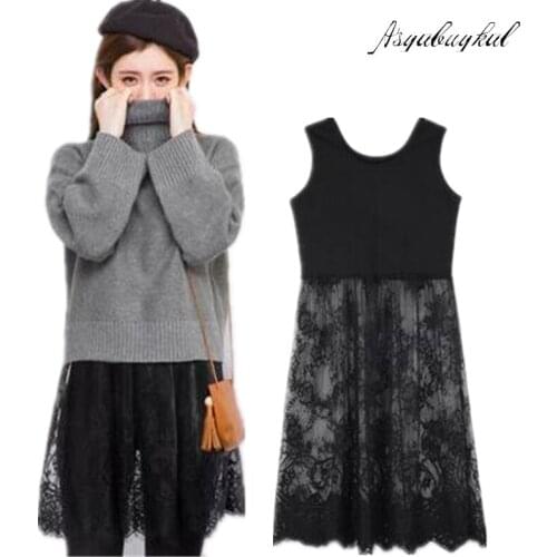 2020 Summer Fashion basic lace Dress,Solid White Black sexy Lace modal patchwork Dress Plus Size Vestidos XS 4xl 5xl 6xl