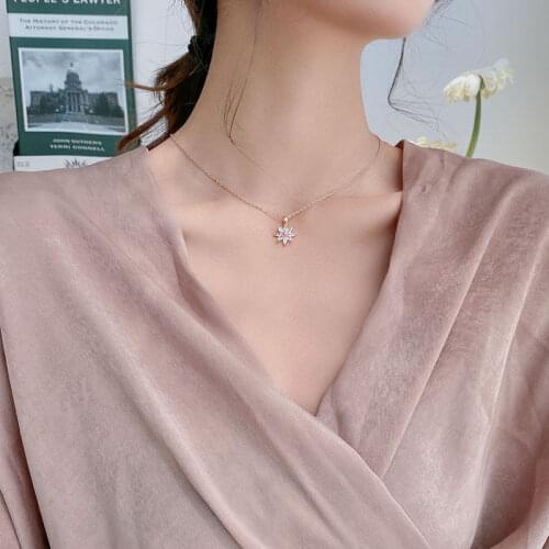 Fashion Jewelry Flower AAA Zircon Necklace Sweet Korean Temperament Pretty Design Chain Necklace For Women Gifts