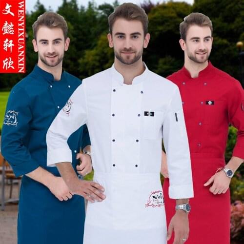 Long Sleeve Mens Hotel Canteen Dining Clothes New Arrival Winter Restaurant Kitchen Cook Uniform Long Sleeve Chef Jacket B-6261