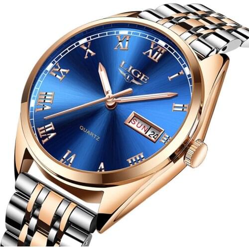 Mens Watch Multifunctional Business Sports Leisure Fashion Pointer and Number Display Waterproof Multifunctional Quartz Watch