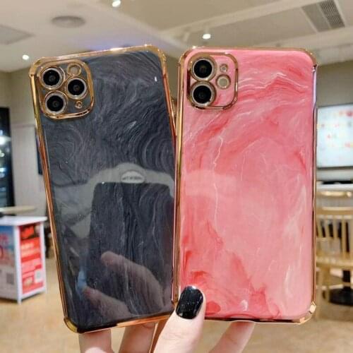 For iphone 12 mini 12 Pro max 11 Pro Plated Frame Marble Phone cover for iphone SE 2020 7 8 Plus XS MAX XR Soft TPU Phone case