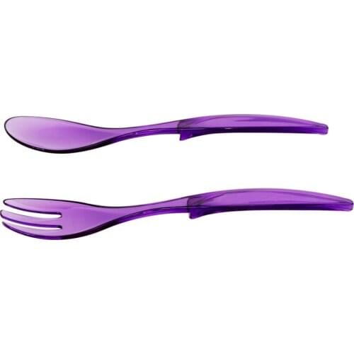 2'Li Purple Fork Spoon Set