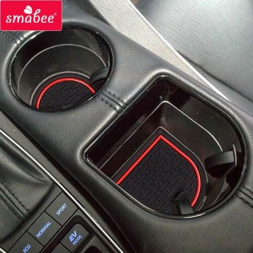 Smabee Gate slot pad For TOYOTA AVALON 2018 2019 Anti-Slip Gate Slot Mat Interior Door Pad Cup Holders Non-slip mats RED WHITE