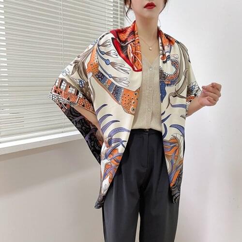 2021 New luxury spring women scarf high-quality shawl silk fashion scarf beach sun protection bag turban scarf 130cm * 130cm